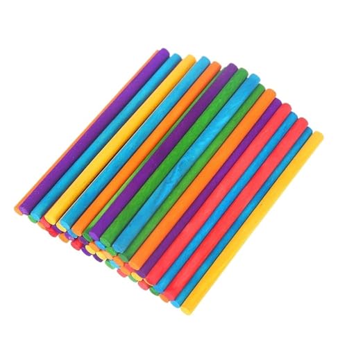 ZRHWSPD Holzstäbchen Zum Basteln 50Pcs Farbe Runde Holz Sticks Hand Material Kreative Holz DIY Handwerk(Color Sticks 10cm) von ZRHWSPD