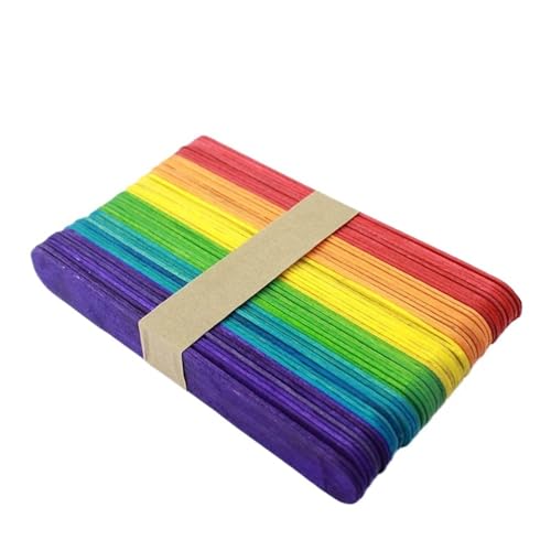 ZRHWSPD Holzstäbchen Zum Basteln 50Pcs Holz Popsicle Sticks Kreative Puzzle DIY Hand Handwerk Bausteine ​​Zubehör(Colorful Large 50pcs) von ZRHWSPD