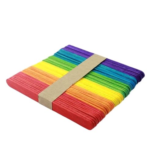 ZRHWSPD Holzstäbchen Zum Basteln 50Pcs Holz Popsicle Sticks Kreative Puzzle DIY Hand Handwerk Bausteine ​​Zubehör(Colorful Small 50pcs) von ZRHWSPD