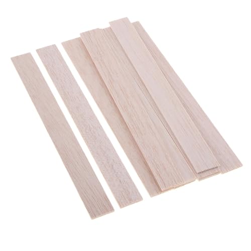 ZRHWSPD Holzstäbchen Zum Basteln Rechteckiger runder Balsaholzstab, Holzhandwerk, Flacher Dübel, Modellbau, DIY-Handwerk(10 Pieces 180mm) von ZRHWSPD