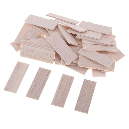 ZRHWSPD Holzstäbchen Zum Basteln Rechteckiger runder Balsaholzstab, Holzhandwerk, Flacher Dübel, Modellbau, DIY-Handwerk(50 Pieces 50mm) von ZRHWSPD