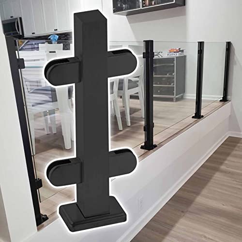 ZRQSMCX Geländerpfosten aus Edelstahlglas, Handlauf aus schwarzem Glas für Treppenabsätze, Klemme für Glasplatten aus Holz und Beton mit Gummieinlagen，Black-mid Post-120cm von ZRQSMCX