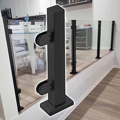 ZRQSMCX Geländerpfosten aus Edelstahlglas, Handlauf aus schwarzem Glas für Treppenabsätze, Klemme für Glasplatten für Holzbetonböden mit Gummieinlagen，Black-end Post-75cm von ZRQSMCX
