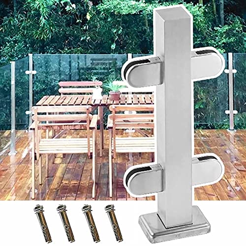 ZRQSMCX Glasdeck-Geländersystem, Pfosten für Glasplatten für Holzterrassen/Betonplattformen, Glasbalustraden-Set für Treppen und Verandas, Klemme für Glaszaunpfosten，Silver-mid Post-70cm von ZRQSMCX