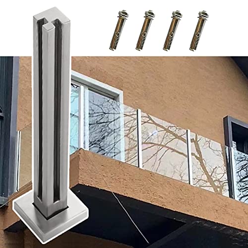 ZRQSMCX Glasgeländer-Systempfosten für Balkone, quadratisches Glasgeländer-Set mit Beschlägen, Klemme für Sicherheitsglasplatten für Außen-/Innenbereich/Dachboden/Villa,Corner Post-100cm/39.4" ZRQSMCX Glasgeländer-Systempfosten für Balkone, quadratisches Glasgeländer-Set mit Beschlägen, Klemme für Sicherheitsglasplatten für Außen-/Innenbereich/Dachboden/Villa,Corner Post-100cm/39.4" von ZRQSMCX