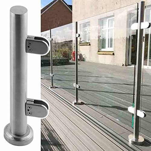 ZRQSMCX Glasgeländerpfosten für den Innen- und Außenbereich, Glasgeländer-Handlaufsystem für Terrassen, Treppen, Balkone, Glasplatten-Klemmen-Set，Silver-end Post-120cm von ZRQSMCX