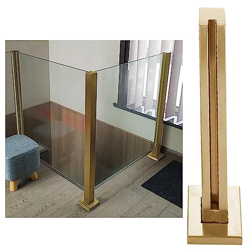 ZRQSMCX Goldfarbenes Glasgeländer-Pfostensystem, modernes Glasgeländer-Handlauf-Set für den Innenbereich, Klemme für quadratische Glasplatten, Geländerzaun für Außenbalkontreppen，Gold-end Post-135cm von ZRQSMCX