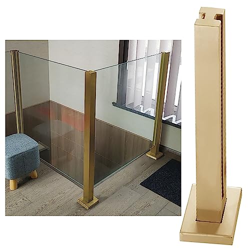 ZRQSMCX Goldfarbenes Glasgeländer-Pfostensystem, modernes Glasgeländer-Handlauf-Set für den Innenbereich, Klemme für quadratische Glasplatten, Geländerzaun für Außenbalkontreppen，Gold-mid Post-135cm von ZRQSMCX