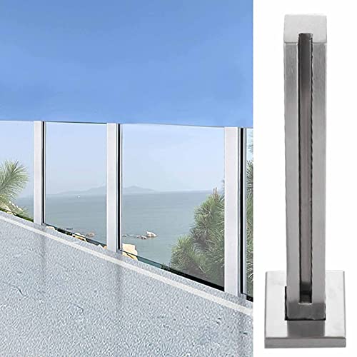 ZRQSMCX Quadratischer Glasgeländerpfosten, silberner Handlauf für gewerbliche Zaunpfosten, Winddichte Klemme für Glasgeländerplatten, Glasgeländersystem für Plattformen，Silver-end Post-70cm von ZRQSMCX