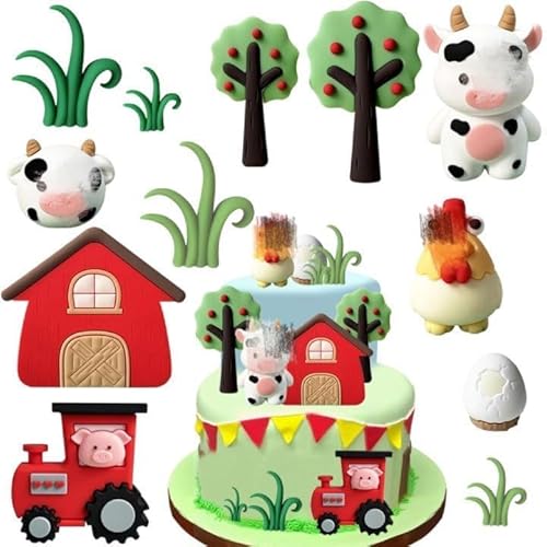 Bauernhof Tierkuchen Dekoration Traktor Bauernhof Tortendeko Set - 10 Stücke Traktor Tortenaufleger & Bauernhof Deko - Kuchen Deko für Kindergeburtstag Bauernhof Thema Torte mit Tieren & Haus Figuren Bauernhof Tierkuchen Dekoration Traktor Bauernhof Tortendeko Set - 10 Stücke Traktor Tortenaufleger & Bauernhof Deko - Kuchen Deko für Kindergeburtstag Bauernhof Thema Torte mit Tieren & Haus Figuren von ZRUEWOT