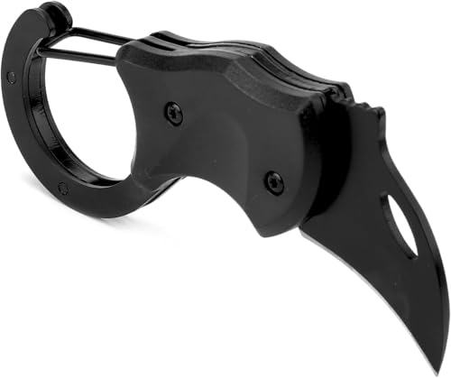ZRUEWOT Schlüsselanhänger Messer Schwarz, Mini Taschenmesser Klein Schlüsselanhänger Mini Scharf Klappmesser, Messer mit Karabiner, Geschenke für Männer, EDC Messer für Outdoor Camping von ZRUEWOT