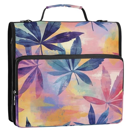 Aesthetic Leaves Minimalistischer Stil, 3,8 cm, 3-Ring-Ordner-Organizer mit Griff, mehrere Taschen, Dokumentenmappe, Organizer für Schule und Büro Aesthetic Leaves Minimalistischer Stil, 3,8 cm, 3-Ring-Ordner-Organizer mit Griff, mehrere Taschen, Dokumentenmappe, Organizer für Schule und Büro von ZRWLUCKY