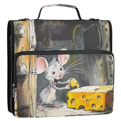 Aktenordner mit 3 Ringen, 3,8 cm, Tier- und Käsegrau, 3,8 cm, mit extra Taschen und Gurt, Dokumentenordner, Organizer, geeignet für Mittelschule Aktenordner mit 3 Ringen, 3,8 cm, Tier- und Käsegrau, 3,8 cm, mit extra Taschen und Gurt, Dokumentenordner, Organizer, geeignet für Mittelschule von ZRWLUCKY