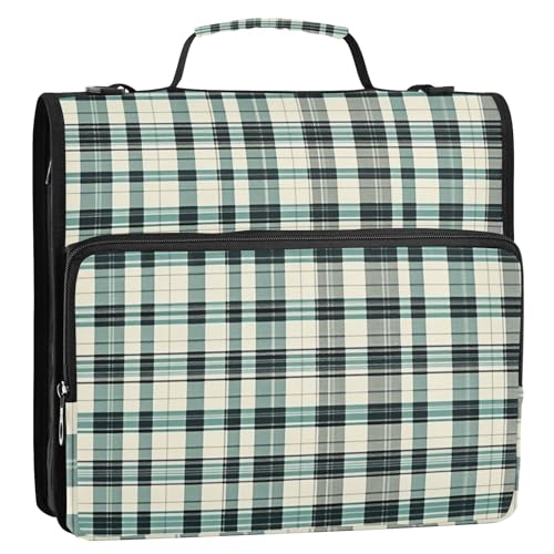 Aktenordner mit 3 Ringen, mit extra Taschen mit Griff und abnehmbarem Schultergurt, Dokumenten-Organizer-Tasche für Mittelschüler, Blaugrün / Schwarz von ZRWLUCKY