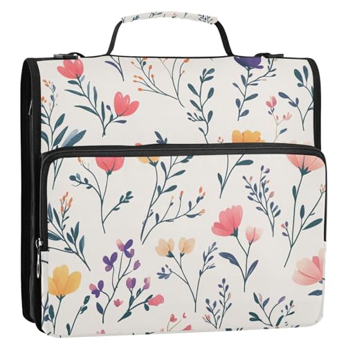 Beauty Flowers Ringbuch mit 3 Ringen, 3,8 cm, mit Reißverschluss, Griff und abnehmbarem Schultergurt, inklusive Reißverschlusstasche, Dokumentenmappe, Organizer für Schule und Büro, Beige Beauty Flowers Ringbuch mit 3 Ringen, 3,8 cm, mit Reißverschluss, Griff und abnehmbarem Schultergurt, inklusive Reißverschlusstasche, Dokumentenmappe, Organizer für Schule und Büro, Beige von ZRWLUCKY
