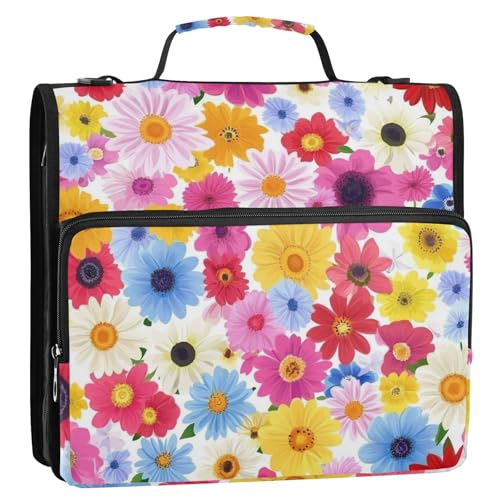 Beauty Summer Wild Flowers 3,8 cm 3-Ring-Reißverschluss-Organizer mit Griff und abnehmbarem Schultergurt, inklusive Reißverschlusstasche, Dokumentenmappe für die Schule Beauty Summer Wild Flowers 3,8 cm 3-Ring-Reißverschluss-Organizer mit Griff und abnehmbarem Schultergurt, inklusive Reißverschlusstasche, Dokumentenmappe für die Schule von ZRWLUCKY