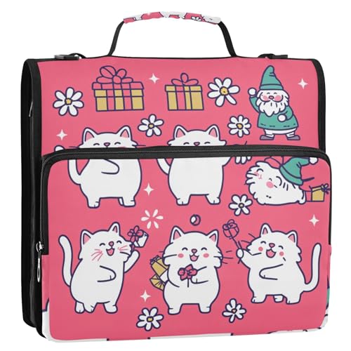 Bohemian Cats Aktenordner mit 3 Ringen, Reißverschluss, Griff und abnehmbarem Schultergurt, mehrere Taschen, Dokumenten-Organizer-Tasche für Schule/Büro, 3,8 cm von ZRWLUCKY