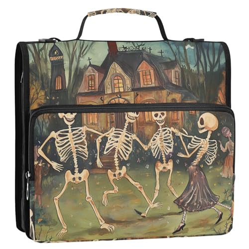 Castle and Dancing Skelett 3,8 cm 3 Ringe Reißverschluss Bindertasche mit Schultergurt und Griff, leicht zu transportieren, Dokumentenmappe für die Schule Castle and Dancing Skelett 3,8 cm 3 Ringe Reißverschluss Bindertasche mit Schultergurt und Griff, leicht zu transportieren, Dokumentenmappe für die Schule von ZRWLUCKY