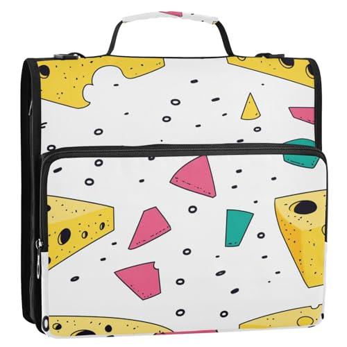 Cheese White 3,8 cm 3 Ringe Organizer Ordner mit Schultergurt und Griff, mehrere Taschen, Dokumentenmappe, Organizer für Schule/Büro Cheese White 3,8 cm 3 Ringe Organizer Ordner mit Schultergurt und Griff, mehrere Taschen, Dokumentenmappe, Organizer für Schule/Büro von ZRWLUCKY
