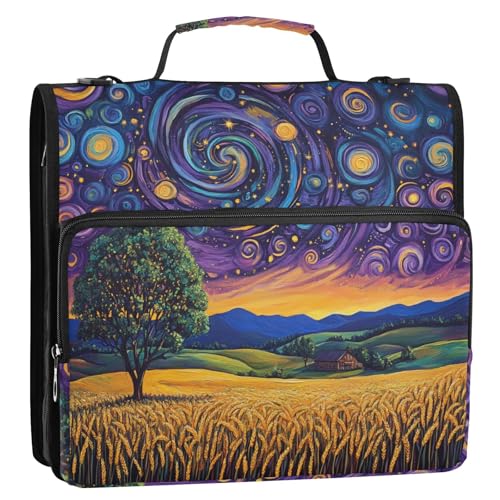 Countryside Wirbelstern-Design, 3 Ringe, 3,8 cm, Reißverschluss, Ordnertasche mit Riemen, inklusive Reißverschlusstasche, Dokumentenmappe, Organizer für Mittelschüler Countryside Wirbelstern-Design, 3 Ringe, 3,8 cm, Reißverschluss, Ordnertasche mit Riemen, inklusive Reißverschlusstasche, Dokumentenmappe, Organizer für Mittelschüler von ZRWLUCKY