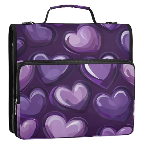 Dokumentenmappe mit 3 Ringen, 3 Ringe, 3 Ringe, Dunkelviolett und Schwarz, 3,8 cm, mit Schultergurt, Dokumentenmappe, Organizer für Mittelschüler Dokumentenmappe mit 3 Ringen, 3 Ringe, 3 Ringe, Dunkelviolett und Schwarz, 3,8 cm, mit Schultergurt, Dokumentenmappe, Organizer für Mittelschüler von ZRWLUCKY