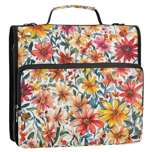 Dokumentenmappe mit Blumenmuster, schöne Pflanzen, tropisch, 3,8 cm, 3 Ringe, Reißverschluss, Organizer mit Riemen, Kapazität für Mittelschüler Dokumentenmappe mit Blumenmuster, schöne Pflanzen, tropisch, 3,8 cm, 3 Ringe, Reißverschluss, Organizer mit Riemen, Kapazität für Mittelschüler von ZRWLUCKY