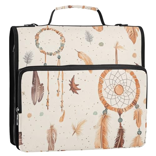 Dream Catcher Beauty Ordner mit 3 Ringen, 3,8 cm, Reißverschluss, mit Griff, mehrere Taschen, Dokumentenmappe, Organizer für Büro, Schule Dream Catcher Beauty Ordner mit 3 Ringen, 3,8 cm, Reißverschluss, mit Griff, mehrere Taschen, Dokumentenmappe, Organizer für Büro, Schule von ZRWLUCKY