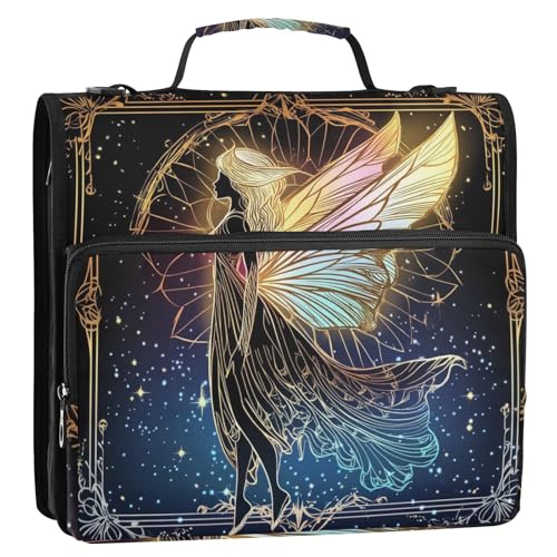Fairy Büroordner mit 3 Ringen, 3,8 cm, mit Griff und abnehmbarem Schultergurt, Dokumentenmappe mit mehreren Taschen, für Schule und Büro, Dunkelblau Fairy Büroordner mit 3 Ringen, 3,8 cm, mit Griff und abnehmbarem Schultergurt, Dokumentenmappe mit mehreren Taschen, für Schule und Büro, Dunkelblau von ZRWLUCKY