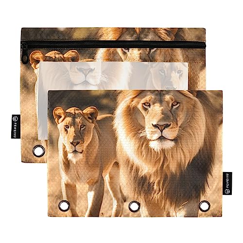 Löwe Prairie Grau Braun Gelb 3 Ring Große Kapazität Ordner Bleistift Tasche 2 Stück Transparente Aktenordner für Büro Zuhause Reißverschluss Aufbewahrungstasche Löwe Prairie Grau Braun Gelb 3 Ring Große Kapazität Ordner Bleistift Tasche 2 Stück Transparente Aktenordner für Büro Zuhause Reißverschluss Aufbewahrungstasche von ZRWLUCKY