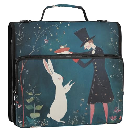 Magier und Hut 3 Ringe Reißverschluss Binder Tasche mit Schultergurt inklusive Reißverschlusstasche Dokumentenmappe Organizer für Mittelschüler Magier und Hut 3 Ringe Reißverschluss Binder Tasche mit Schultergurt inklusive Reißverschlusstasche Dokumentenmappe Organizer für Mittelschüler von ZRWLUCKY