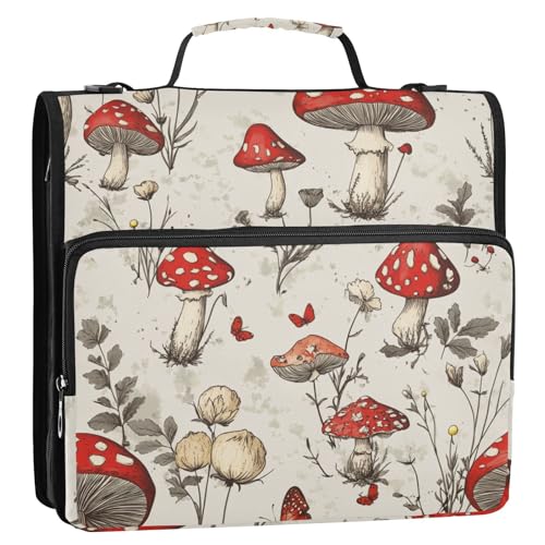 Mappe mit 3 Ringen und Reißverschluss, mit Griff und abnehmbarem Schultergurt, mehrere Taschen, Reißverschluss, Portfolio für Schule und Büro, 3,8 cm, Rot Mappe mit 3 Ringen und Reißverschluss, mit Griff und abnehmbarem Schultergurt, mehrere Taschen, Reißverschluss, Portfolio für Schule und Büro, 3,8 cm, Rot von ZRWLUCKY