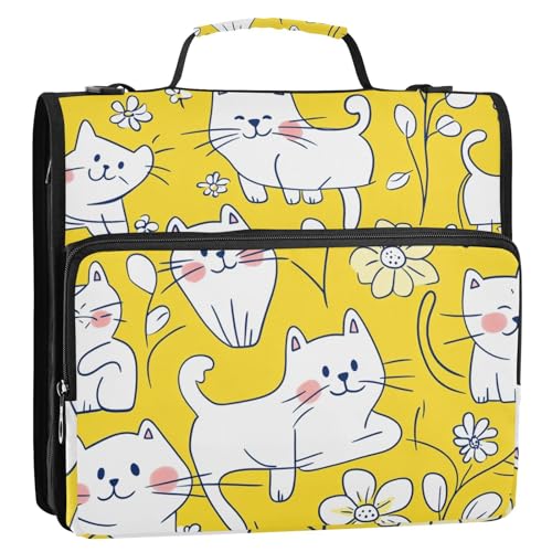 Niedliche Chartreuxcats gelbe 3 Ringe, 3,8 cm, stabiler Reißverschlussordner mit Riemen, inklusive Reißverschlusstasche, Dokumentenmappe, Organizer für Büro, Schule Niedliche Chartreuxcats gelbe 3 Ringe, 3,8 cm, stabiler Reißverschlussordner mit Riemen, inklusive Reißverschlusstasche, Dokumentenmappe, Organizer für Büro, Schule von ZRWLUCKY