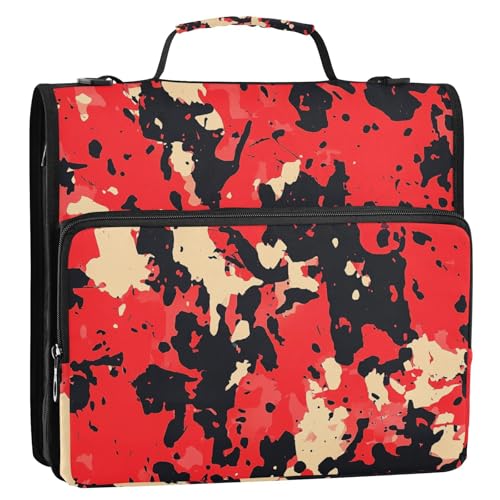 Ordner-Organizer mit 3 Ringen, 3,8 cm, mit Griff und abnehmbarem Schultergurt, inklusive Reißverschlusstasche, Dokumentenmappe, Organizer für die Schule, Rot und Schwarz Ordner-Organizer mit 3 Ringen, 3,8 cm, mit Griff und abnehmbarem Schultergurt, inklusive Reißverschlusstasche, Dokumentenmappe, Organizer für die Schule, Rot und Schwarz von ZRWLUCKY
