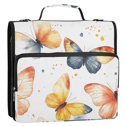 Organizer mit niedlichem Schmetterlingsmuster, 3 Ringe, mit Schultergurt und Griff, Laege Kapazität, Dokumentenmappe, Organizer für Schule und Büro Organizer mit niedlichem Schmetterlingsmuster, 3 Ringe, mit Schultergurt und Griff, Laege Kapazität, Dokumentenmappe, Organizer für Schule und Büro von ZRWLUCKY