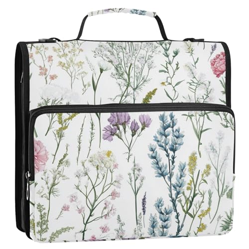 Ringbuch mit 3 Ringen, Retro-Blumen, 3,8 cm, mit Riemen, Kapazität für Schulbedarf, Organizer für die Schule Ringbuch mit 3 Ringen, Retro-Blumen, 3,8 cm, mit Riemen, Kapazität für Schulbedarf, Organizer für die Schule von ZRWLUCKY