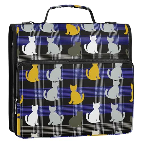 Ringbuch mit 3 Ringen, mit Reißverschluss, mit Riemen, inklusive Reißverschlusstasche, Dokumenten-Organizer, Tasche, geeignet für Mittelschule, Blau / Schwarz von ZRWLUCKY