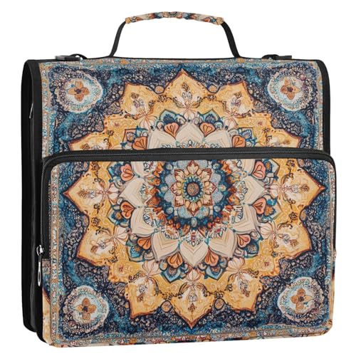 Ringbuch mit Reißverschluss, Mandala-Stil, Blume, Retro, 3 Ringe, mit Griff, inklusive Reißverschlusstasche, tragbar, für Zuhause, Reisen, sichere Aufbewahrungstasche für Schule/Büro Ringbuch mit Reißverschluss, Mandala-Stil, Blume, Retro, 3 Ringe, mit Griff, inklusive Reißverschlusstasche, tragbar, für Zuhause, Reisen, sichere Aufbewahrungstasche für Schule/Büro von ZRWLUCKY