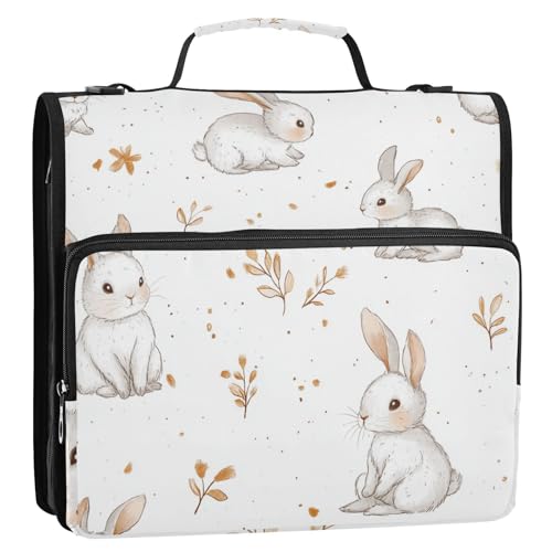 Ringbuch mit Schlaufenohren, 3,8 cm, mit extra Taschen und Schultergurt, inklusive Reißverschlusstasche, Dokumentenmappe, Organizer für Büro, Schule, Weiß, 3,8 cm Ringbuch mit Schlaufenohren, 3,8 cm, mit extra Taschen und Schultergurt, inklusive Reißverschlusstasche, Dokumentenmappe, Organizer für Büro, Schule, Weiß, 3,8 cm von ZRWLUCKY