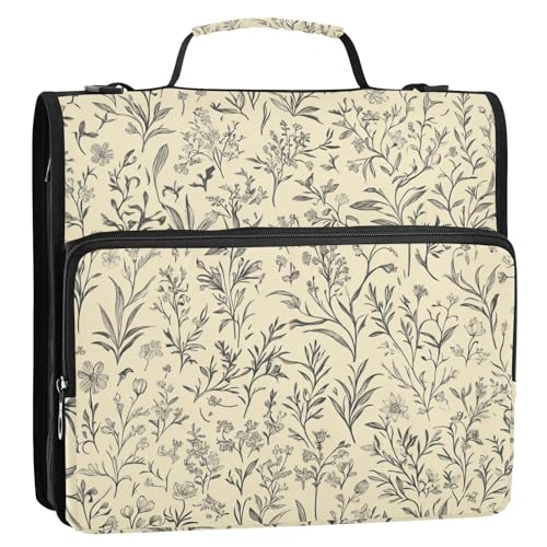 Simple Branch Aktenordner mit 3 Ringen, Reißverschluss, Schultergurt und Griff, inklusive Reißverschlusstasche, Dokumenten-Organizer für Schule/Büro, Beige Simple Branch Aktenordner mit 3 Ringen, Reißverschluss, Schultergurt und Griff, inklusive Reißverschlusstasche, Dokumenten-Organizer für Schule/Büro, Beige von ZRWLUCKY
