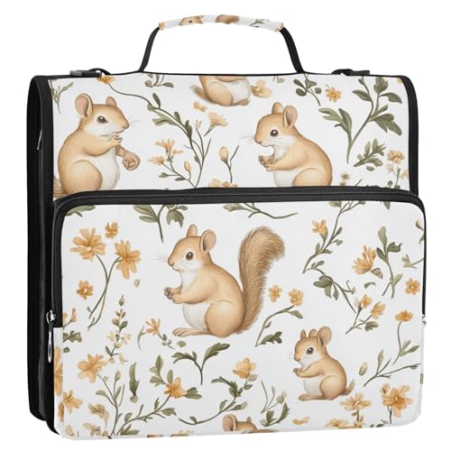 Süßes Eichhörnchen Tier, weiß, 3 Ringe, 3,8 cm, Reißverschluss, Organizer mit Griff, mehrere Taschen, Dokumentenmappe, Organizer für Schule/Büro Süßes Eichhörnchen Tier, weiß, 3 Ringe, 3,8 cm, Reißverschluss, Organizer mit Griff, mehrere Taschen, Dokumentenmappe, Organizer für Schule/Büro von ZRWLUCKY