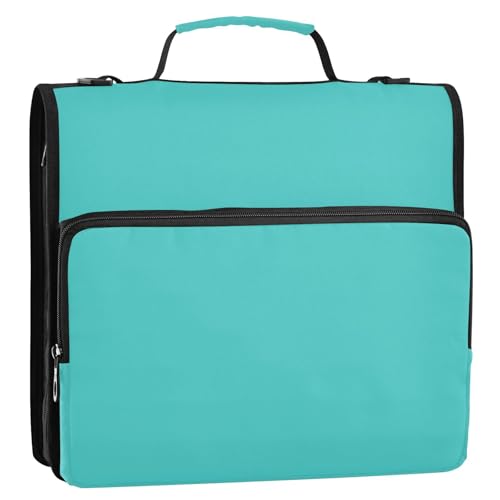 Türkis, 3,8 cm, 3 Ringe, stabiler Reißverschluss, mit Schultergurt, wasserdicht, Dokumentenmappe, Organizer für Mittelschüler Türkis, 3,8 cm, 3 Ringe, stabiler Reißverschluss, mit Schultergurt, wasserdicht, Dokumentenmappe, Organizer für Mittelschüler von ZRWLUCKY