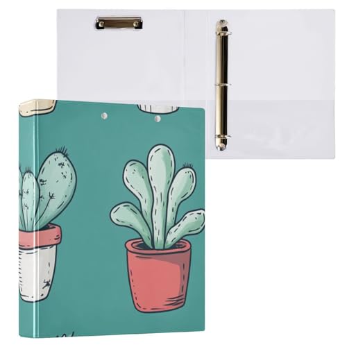 ZRWLUCKY Aktenordner mit 3 Ringen, Kaktusblau, 3,8 cm, 1/2 Packungen, Bürobedarf, Hardcover von ZRWLUCKY