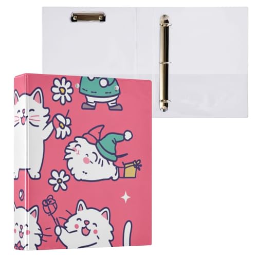 ZRWLUCKY Böhmische Katzen, Hot Pfirsich, runder Ringbuch, 3,8 cm, Ordner mit Klemmbrett, 1/2 Packung Ordner für Schule, Hardcover von ZRWLUCKY