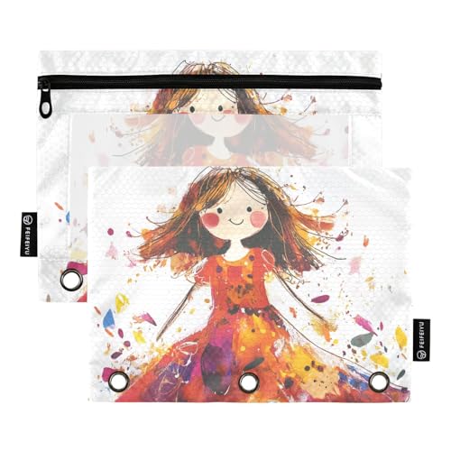 ZRWLUCKY Buntes Puppen-Design, 3-Ring-Ordner, großes Fassungsvermögen, Bleistifttasche, 2 transparente Aktenordner für Büro, Zuhause, Aufbewahrungstasche mit Reißverschluss ZRWLUCKY Buntes Puppen-Design, 3-Ring-Ordner, großes Fassungsvermögen, Bleistifttasche, 2 transparente Aktenordner für Büro, Zuhause, Aufbewahrungstasche mit Reißverschluss von ZRWLUCKY
