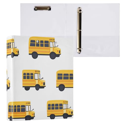 ZRWLUCKY Bus White 3-Ringbuch 3,8 cm (1,5 Zoll) Notizbuchordner mit Innentaschen, 1/2er-Pack, Schulhefter, Hardcover von ZRWLUCKY