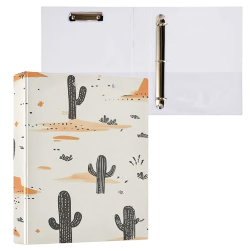 ZRWLUCKY Cactus and Vast Wilderness Ordner mit 3 Ringen, 3,8 cm, mit Klemmbrett, 1/2 Packung Ordner für Briefgröße (27,9 x 21,6 cm), Hardcover von ZRWLUCKY