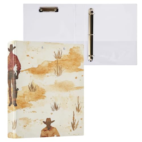 ZRWLUCKY Cowboy and Vast Wüstenbuch mit 3 Ringen, 1 und 1/2 Zoll Notizbuchordner mit Klemmbrett, 1/2 Stück für Briefgröße (27,9 x 21,6 cm), 200 Blatt von ZRWLUCKY