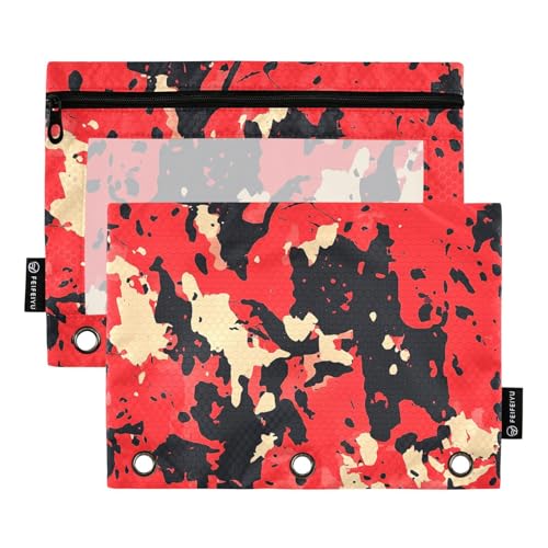 ZRWLUCKY Dokumentenmappe, 3 Ringe, großes Fassungsvermögen, 2 transparente Aktenordner für Büro, Zuhause, Aufbewahrungstasche mit Reißverschluss, Rot und Schwarz, Camouflage-Muster ZRWLUCKY Dokumentenmappe, 3 Ringe, großes Fassungsvermögen, 2 transparente Aktenordner für Büro, Zuhause, Aufbewahrungstasche mit Reißverschluss, Rot und Schwarz, Camouflage-Muster von ZRWLUCKY