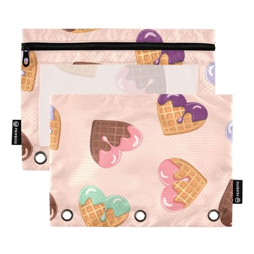 ZRWLUCKY Dokumentenmappe, Waffelherz, Kekse, Valentinstag, 3 Ringe, großes Fassungsvermögen, Federmäppchen, 2 Stück, transparente Aktenordner für Büro, Zuhause, Aufbewahrungstasche mit Reißverschluss ZRWLUCKY Dokumentenmappe, Waffelherz, Kekse, Valentinstag, 3 Ringe, großes Fassungsvermögen, Federmäppchen, 2 Stück, transparente Aktenordner für Büro, Zuhause, Aufbewahrungstasche mit Reißverschluss von ZRWLUCKY