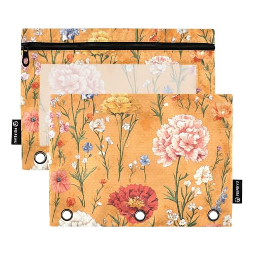 ZRWLUCKY Dokumentenmappe mit 3 Ringen, Blumenmotiv, Nelke, Orange, großes Fassungsvermögen, 2 Stück, transparente Aktenordner für Büro, Zuhause, Aufbewahrungstasche mit Reißverschluss ZRWLUCKY Dokumentenmappe mit 3 Ringen, Blumenmotiv, Nelke, Orange, großes Fassungsvermögen, 2 Stück, transparente Aktenordner für Büro, Zuhause, Aufbewahrungstasche mit Reißverschluss von ZRWLUCKY